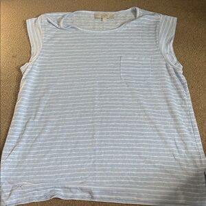 LOFT Blue and White Striped Tee